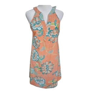 ARYEH V neck skift dress in tropical pastel floral print. Size small
